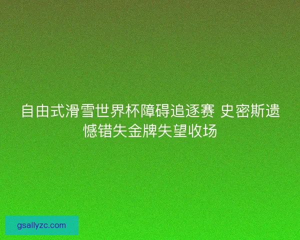 自由式滑雪世界杯障碍追逐赛 史密斯遗憾错失金牌失望收场